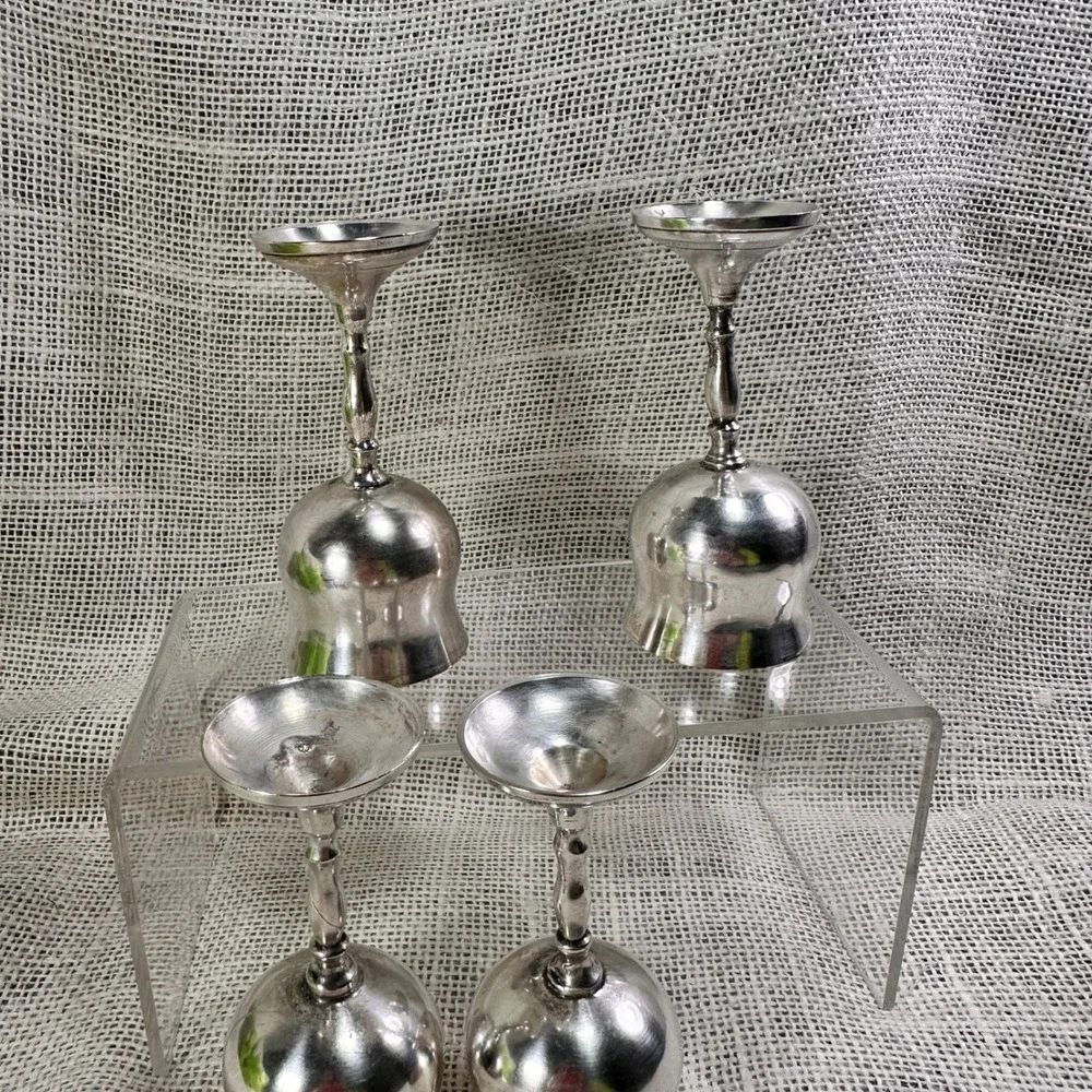 Vintage Silver Plate Cordial Goblets‎ Set of 4 Old World Barware Cottagecore